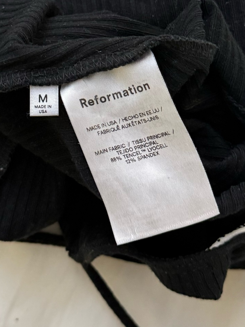 Reformation Black Ribbed Square Neck Bodysuit - Picture 4 of 4